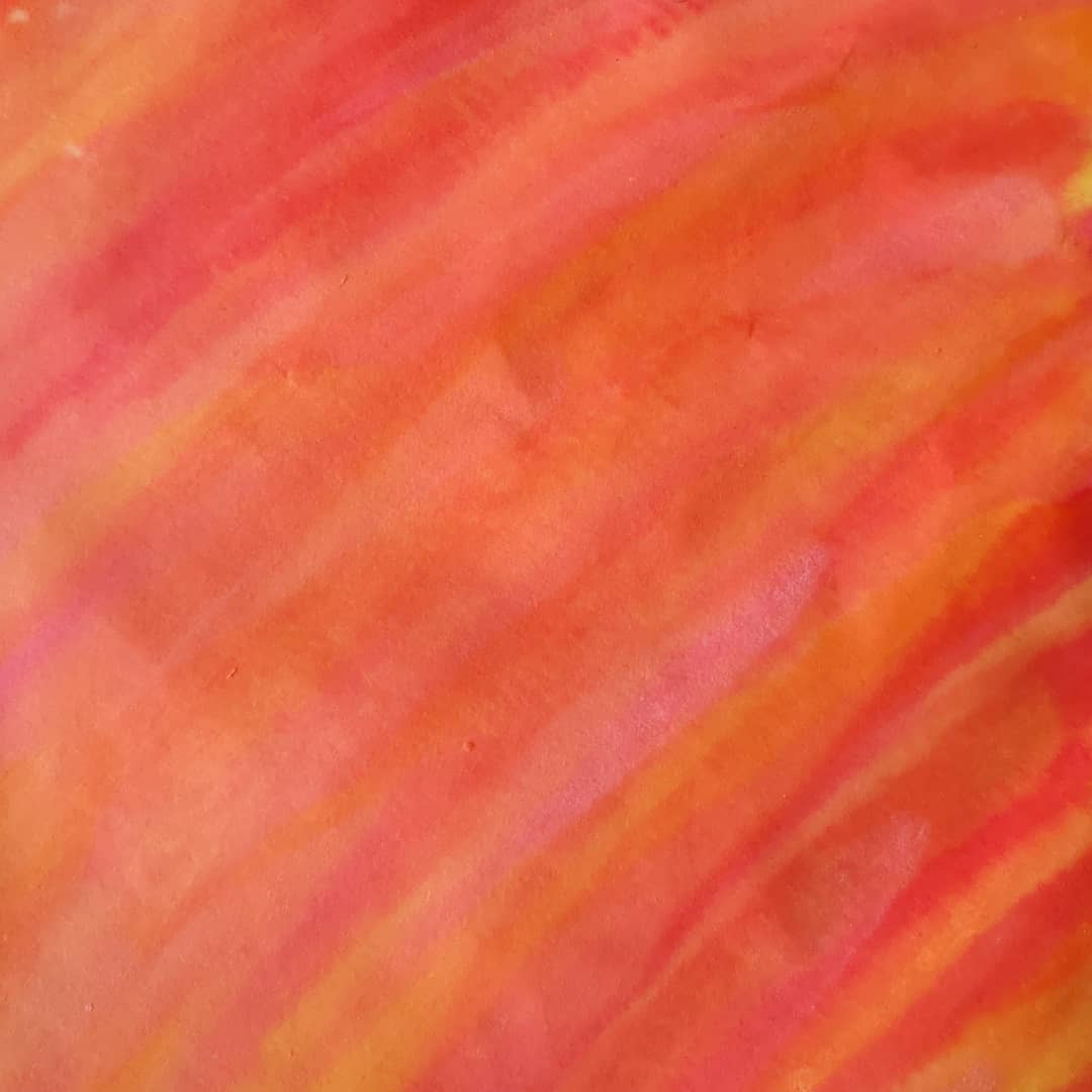 amateur abstract watercolour: red-orange lines supposed to represent the inside of nadine's brain.